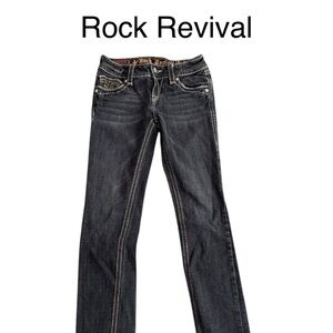 Women’s Rock Revival Black Debbie Denim Straight Leg Jeans, Size 27.